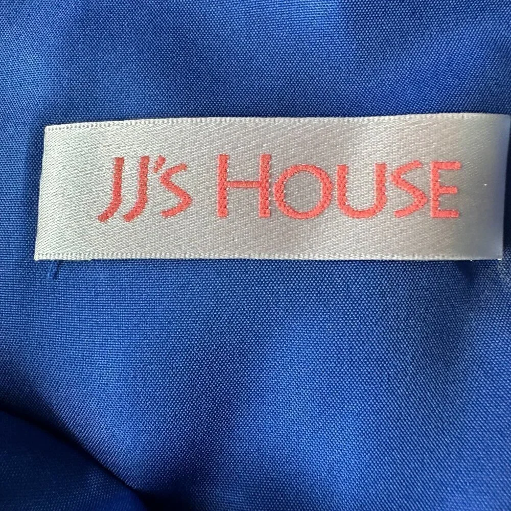 JJs House Chiffon Royal Blue Ruffle Top Knee Length Dress - Size 10 - Picture 4 of 5